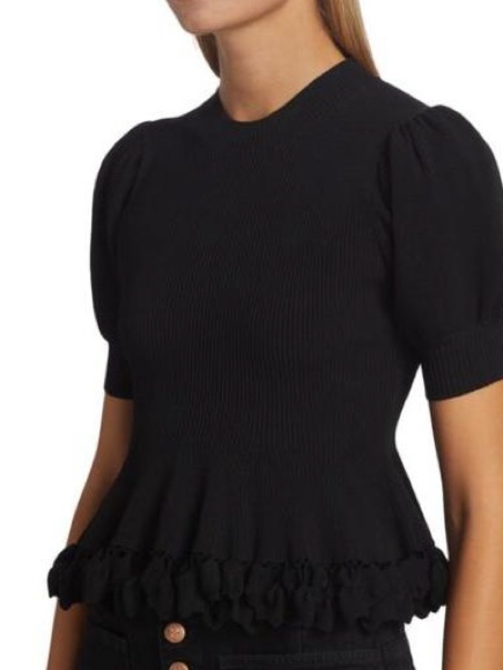 Ulla Johnson Esma Short Sleeve Peplum Knit Top medium